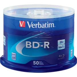 Verbatim BD-R 25GB 16X with Branded Surface, 50pk Spindle, 50pk Spindle