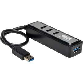 Tripp Lite Portable 4-Port USB 3.0 Superspeed Mini Hub w/ Built In Cable, USB, External, 4 USB 3.0 Port(s) with Built In Cable