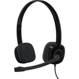 Logitech H151 Stereo Headset with Rotating Boom Mic (Black), Stereo, 3.5MM AUDIO JACK CONNECTION, Wired, In-Line Control