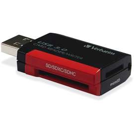 Verbatim Pocket Card Reader, USB 3.0, Black, SD, microSD, SDXC, miniSD, miniSDHC, microSDHC, microSDXC, SDHC, USB 3.0External, 1 Pack