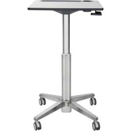 Ergotron LearnFit Sit-Stand Desk, Tall - High Pressure Laminate (HPL) Rectangle Top - Melamine Base - 24" Table Top Length x 22" Table Top Width - Assembly Required - Silver, White - Medium Density Fiberboard (MDF)