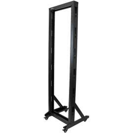 StarTech.com 2-Post Server Rack with Sturdy Steel Construction and Casters, 42U~, Store your equipment in this sturdy steel rack with casters for mobility, Compatible with rack-mountable A/V equipment, 2-post Server Rack