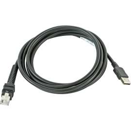 Zebra Technologies Zebra Cable, Shielded USB: Series A Connector, 7ft. (2.1m), Straight, BC 1.2, 7 ft USB Data Transfer Cable, First End: USB, Shielding