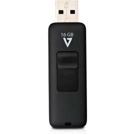 V7 16GB USB 2.0 Flash Drive, With Retractable USB Connector, 16 GB, USB 2.0, Black