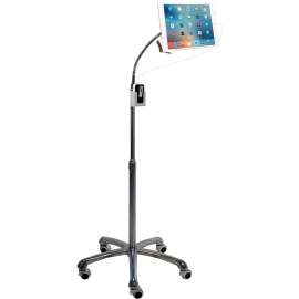 Cta Digital Inc. CTA Digital Heavy-Duty Gooseneck Floor Stand for 7-13 Inch Tablets, Up to 13" Screen Support, 58" Height, Floor, Aluminum, Chrome Plated