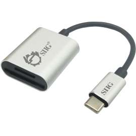 SIIG USB-C 2-in-1 Card Reader for SD & Micro SD, Silver, 2-in-1, SD, SDHC, SDXC, TransFlash, microSD, microSDHC, microSDXC, MultiMediaCard (MMC), USB 3.0 Type CExternal