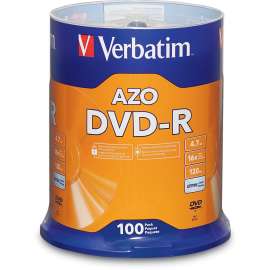 Verbatim 95102 DVD Recordable Media, DVD-R, 16x, 4.70 GB, 100 Pack Spindle