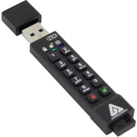 Apricorn Mass Storag Apricon Aegis Secure Key 3NX: Software-Free 256-Bit AES XTS Encrypted USB 3.1 Flash Key with FIPS 140-2 level 3 validation, Onboard Keypad, and up to 25% Cooler Operating Temperatures. - 4 GB - USB 3.0 - Black - 256-bit AES - 3