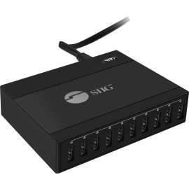 SIIG 60W 10-Port USB Charger - Charge up to 10 USB-A devices simultaneously with its small travel design making it easy to carry on business trips or use outside - It offers power charging support up to 5V/2.4A (12W) for each port and a total power
