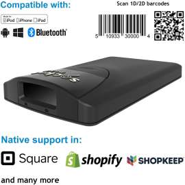 Socket Mobile SocketScan S840, Universal Barcode Scanner, Black - Wireless Connectivity - 19.49" Scan Distance - 1D, 2D - Imager - Bluetooth - Black