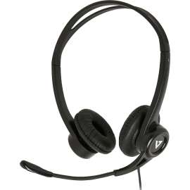 V7 HU311-2NP Headset - Stereo - USB - Wired - 32 Ohm - 20 Hz - 20 kHz - Over-the-head - Binaural - Supra-aural - 5.91 ft Cable - Noise Cancelling, Omni-directional Microphone - Black