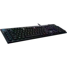 Logitech G815 LIGHTSYNC RGB Mechanical Gaming Keyboard with Low Profile GL Tactile key switch, 5 programmable G-keys,USB Passthrough, dedicated media control, black and white colorways, Cable Connectivity, USB Interface Volume Control, Play/Pause, Skip, M