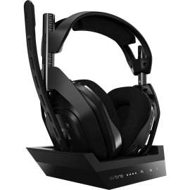 Logitech Astro A50 Wireless Headset with Lithium-Ion Battery - Stereo - Wireless - 30 ft - 20 Hz - 20 kHz - Over-the-head - Binaural - Circumaural - Uni-directional, Noise Cancelling Microphone - Noise Canceling - Black