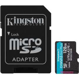 Kingston Mobile Kingston Canvas Go! Plus 128 GB Class 10/UHS-I (U3) microSDXC, 170 MB/s Read, 90 MB/s Write, Lifetime Warranty