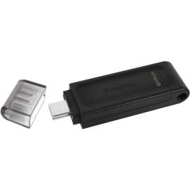 Kingston DataTraveler 70 USB-C Flash Drive - 64 GB - USB 3.2 (Gen 1) Type C - Black - Lifetime Warranty