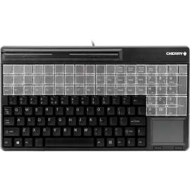 CHERRY SPOS (Small Point of Sale) Touchpad MSR Keyboard, 123 Keys, QWERTY Layout, 60 Relegendable Keys, Touchpad