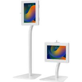 Cta Digital Inc. CTA Digital Premium Height-Adjustable Floor-to-Desk Security Kiosk for Tablets (White) - Floor - White