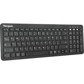 Targus Midsize Multi-Device Bluetooth Antimicrobial Keyboard - Wireless Connectivity - Bluetooth - English (US) - QWERTY Layout - PC, Mac - AAA Battery Size Supported - Black