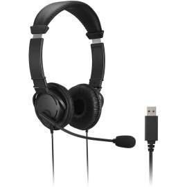 Kensington Classic Headset with Mic and Volume Control - Stereo - USB Type A - Wired - Over-the-head - Binaural - Ear-cup - 6 ft Cable - Noise Cancelling Microphone - Noise Canceling - Black