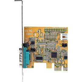 StarTech.com PCI Express Serial Card, PCIe to RS232 (DB9) Serial Interface Card, 16C1050 UART, COM Retention, Low Profile, Windows & Linux, Connect a serial RS232 (DB9) device using this PC Serial Card. Supports 16C1050 UART. LED lights to monitor activit