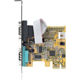StarTech.com 2-Port PCI Express Serial Card, Dual Port PCIe to RS232 (DB9) Serial Card, 16C1050 UART, COM Retention, Windows & Linux, Connect serial RS232 (DB9) devices, using this PC Serial Card. Supports 16C1050 UART. LED lights to monitor activity on t