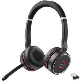 Jabra Evolve 75 Headset - Stereo - Wireless - Bluetooth - 98.4 ft - 150 Hz - 6.80 kHz - On-ear - Binaural - Ear-cup - Noise Cancelling, Uni-directional Microphone - Noise Canceling - Black