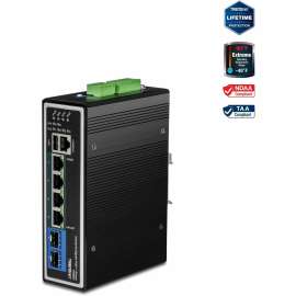 TRENDnet 6-Port Industrial Gigabit L2+ Managed PoE++ DIN Rail Switch, 4 x Gigabit PoE++ Ports, DIN-Rail Mount, 2 x SFP Slots, IP30, VLAN, QoS, LACP, Bandwidth Management, ERPS, Black, TI-BG62i - 6 Ports - Manageable - Gigabit Ethernet - 1000Base-T,