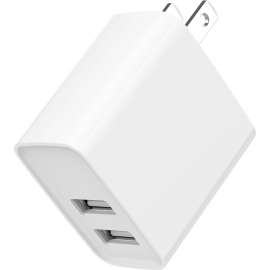 4XEM 15.5W Wall Charger with two USB-A ports, White, 1 Pack, 15.50 W, 120 V AC, 230 V AC Input