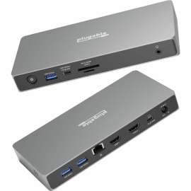 Plugable 11-in-1 USB C Docking Station Dual Monitor - USB4 100W Laptop Charging Dock for Windows and Thunderbolt, 4K HDMI 2.1 up to 120Hz, 2.5Gbps Ethernet, SD Reader, 20W USB-C Charging - Driverless