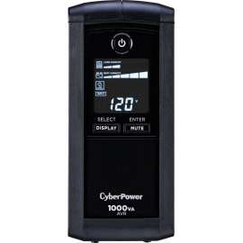 CyberPower CP1000AVRLCD Intelligent LCD UPS Systems, 1000VA/600W, 120 VAC, NEMA 5-15P, Mini-Tower, 9 Outlets, LCD, PowerPanel Personal, $350000 CEG, 3YR Warranty