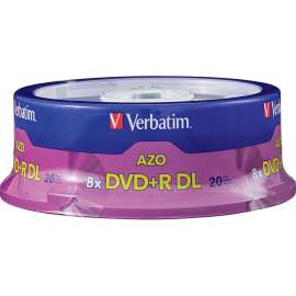 Verbatim DVD+R DL 8.5GB 8X with Branded Surface, 20pk Spindle, 8.5GB, 20pk Spindle