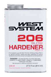 West System 206 Hardener Extra Strength Epoxy Slow Hardener Curing Agent 27.5 oz