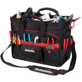 CLC Hultafors Group 7.5 in. W X 19.5 in. H Ballistic Polyester Tradesman Tool Bag 33 pocket Black/Re