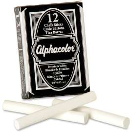 Alphacolor White Chalk, Low-Dust, 12 Sticks/Pack