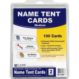 Embossed Tent Cards, White, 8 1/2 x 2 1/2, 2 Card/Sheet, 50 Sheets/Box