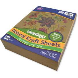 Natural Kraft Sheets, Lightweight, 9" x 12", 500 Sheets