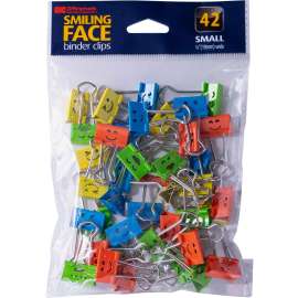 Officemate Smiling Face Binder Clips, Small, Assorted Color