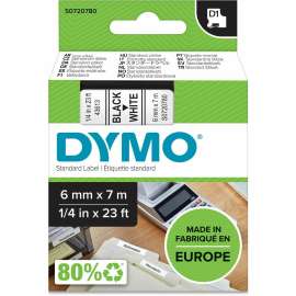 Dymo S0720780 D1 43613 Tape 6mm x 7m Black on White