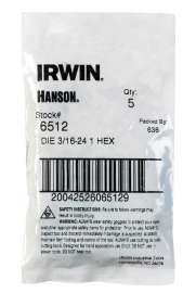 Irwin Hanson High Carbon Steel SAE Hexagon Die 3/16 in. 1 pc
