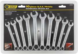 Steel Grip Metric and SAE Wrench Set Multiple in. L 10 pc