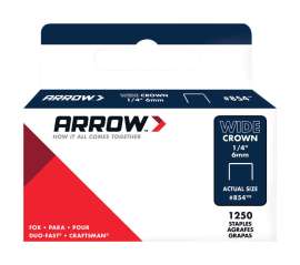 Arrow #854 1/2 in. W X 1/4 in. L 18 Ga. Wide Crown Staples 1250 pk