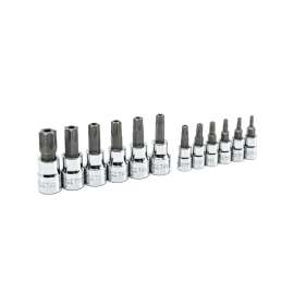 Crescent 1/4 and 3/8 in. drive 6 Point Tamper Proof Torx Bit Socket Set 12 pc