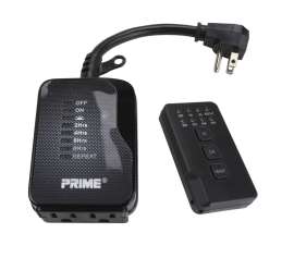 Prime Outdoor Timer With Remote Control and Grounded Outlets 12 V Black