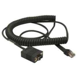 Honeywell CBL-020-300-C00 Coiled Serial Interface Cable, 9.84 ft Serial Data Transfer Cable, First End: 9-pin DB-9 RS-232 Serial, Female, Black