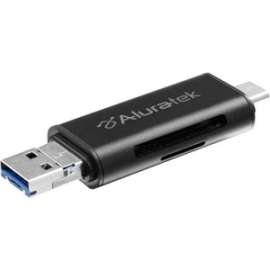 Aluratek USB 3.1 / Type-C / Micro USB OTG (On-The-Go) SD and Micro SD Card Reader, SD, microSD, USB 3.1 Type C, USB 3.1, Micro USBExternal
