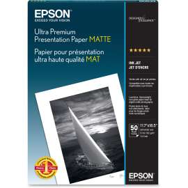 Epson Ultra Premium Matte Presentation Paper, 104 Brightness, 94% Opacity, A3, 11 45/64" x 16 1/2"