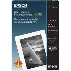 Epson Ultra Premium Matte Presentation Paper, 104 Brightness, 94% Opacity, Super B, 13" x 19"