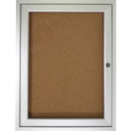 Ghent 1 Door Enclosed Natural Cork Bulletin Board with Satin Frame