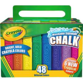 Washable Sidewalk Chalk, 48 Assorted Bright Colors, 48 Sticks/Set