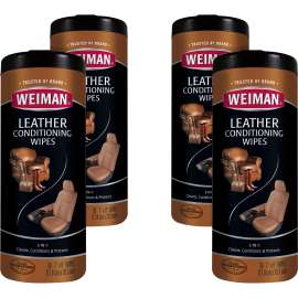 Weinman Leather Wipes, 7" x 8", 30 Wipes/Canister, 4 Canisters/Case